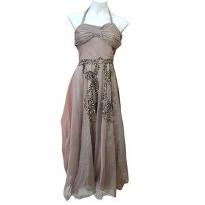 Vintage 40's - 50's Beaded Halter Neck Gown